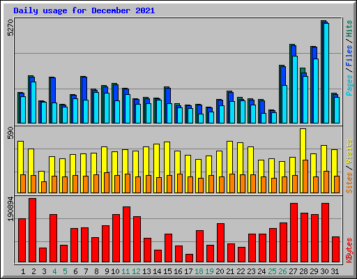 Daily usage for December 2021
