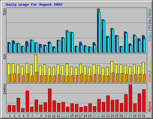 Daily usage for August 2022