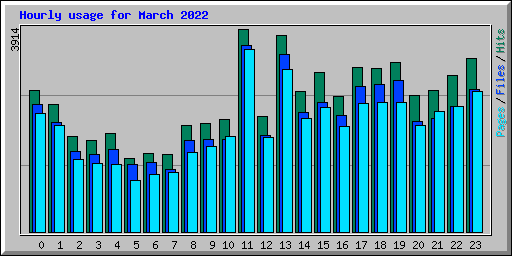 Hourly usage for March 2022