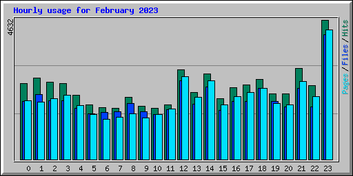 Hourly usage for February 2023