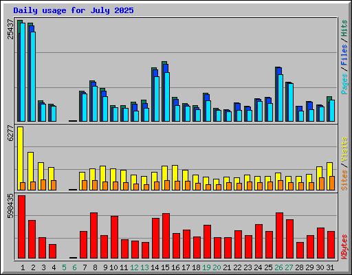 Daily usage for July 2025